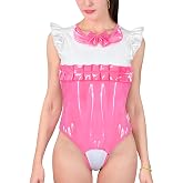 LittleForBig Latex-Like Peekaboo Bodysuit One-Piece Glossy Catsuit Outfits Onesie