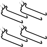 Hotop 4 Pieces Pegboard Hooks Pegboard Drill Holder Peg Board Hooks for Hanging Black Flat Utility Hook Peg Board Organization Accessory for Workbench, Garage Craft Storage(7.48 x 2.8 x 3.66 Inch)