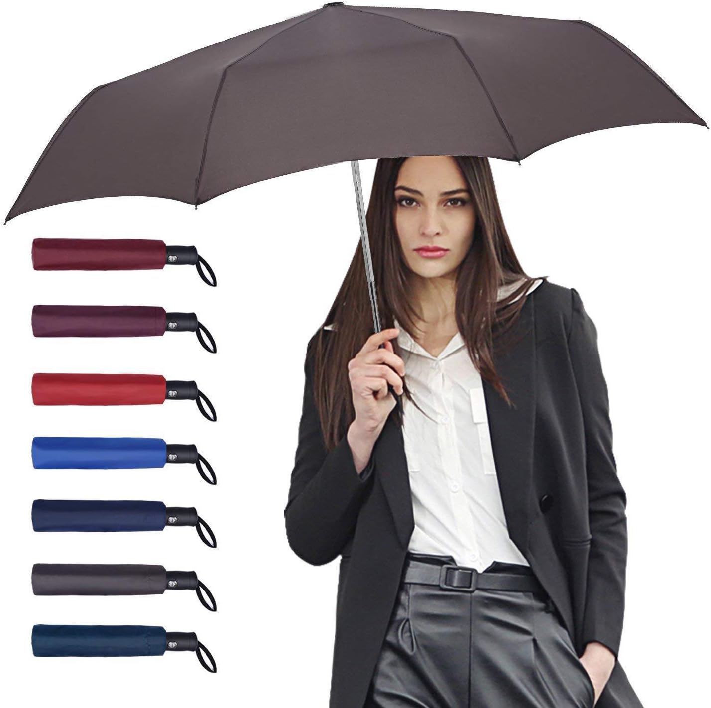 Windproof Lightweight Compact Umbrellas Color (Walnut) RR