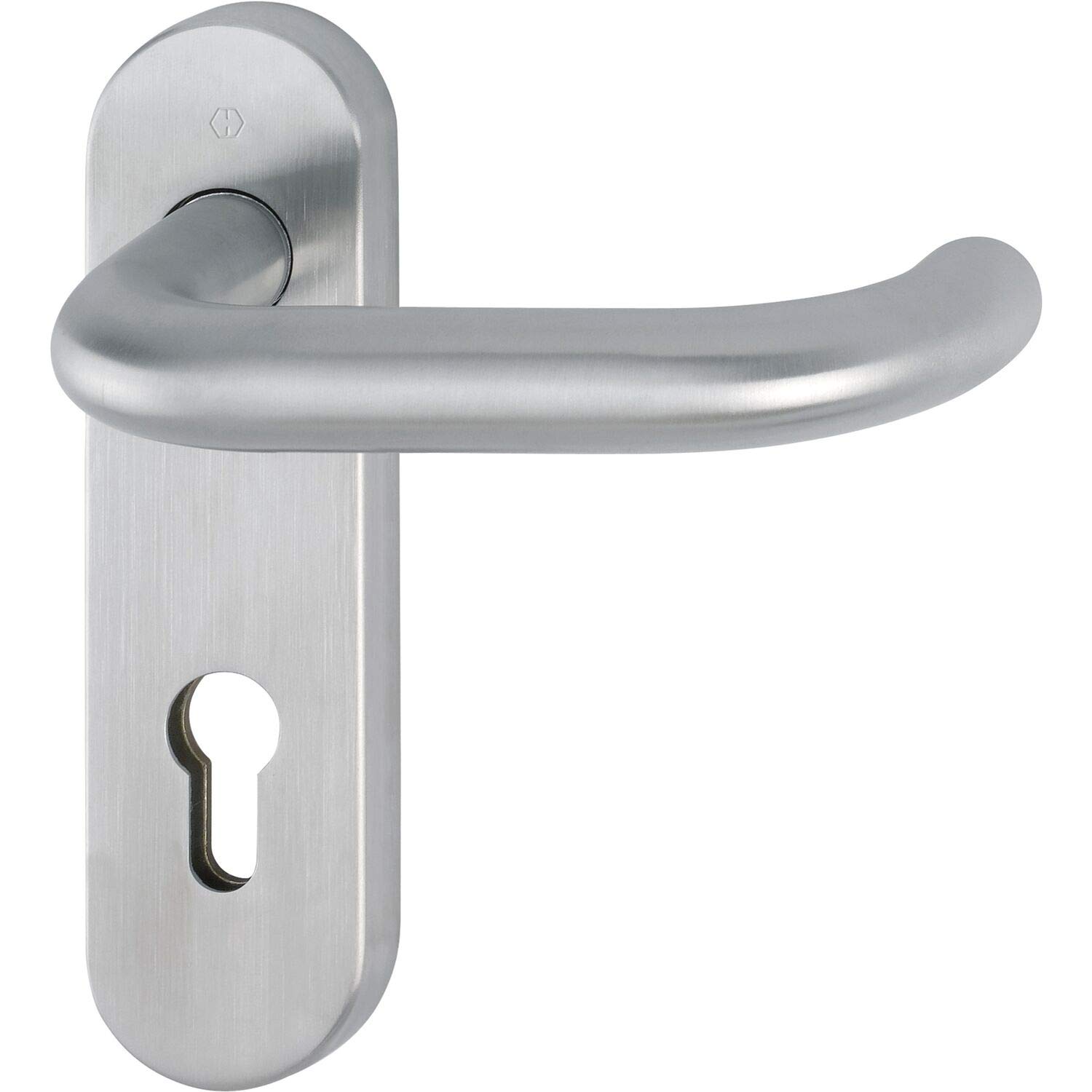 HOPPE Paris 10722808 Stainless Steel Matt Fire Protection Handle Set on Short Plate PZ