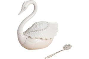 Ekoama Elegant European Styles Glass Sugar Jar Seasoning Storage Container With Spoon For Kitchen Dining Table