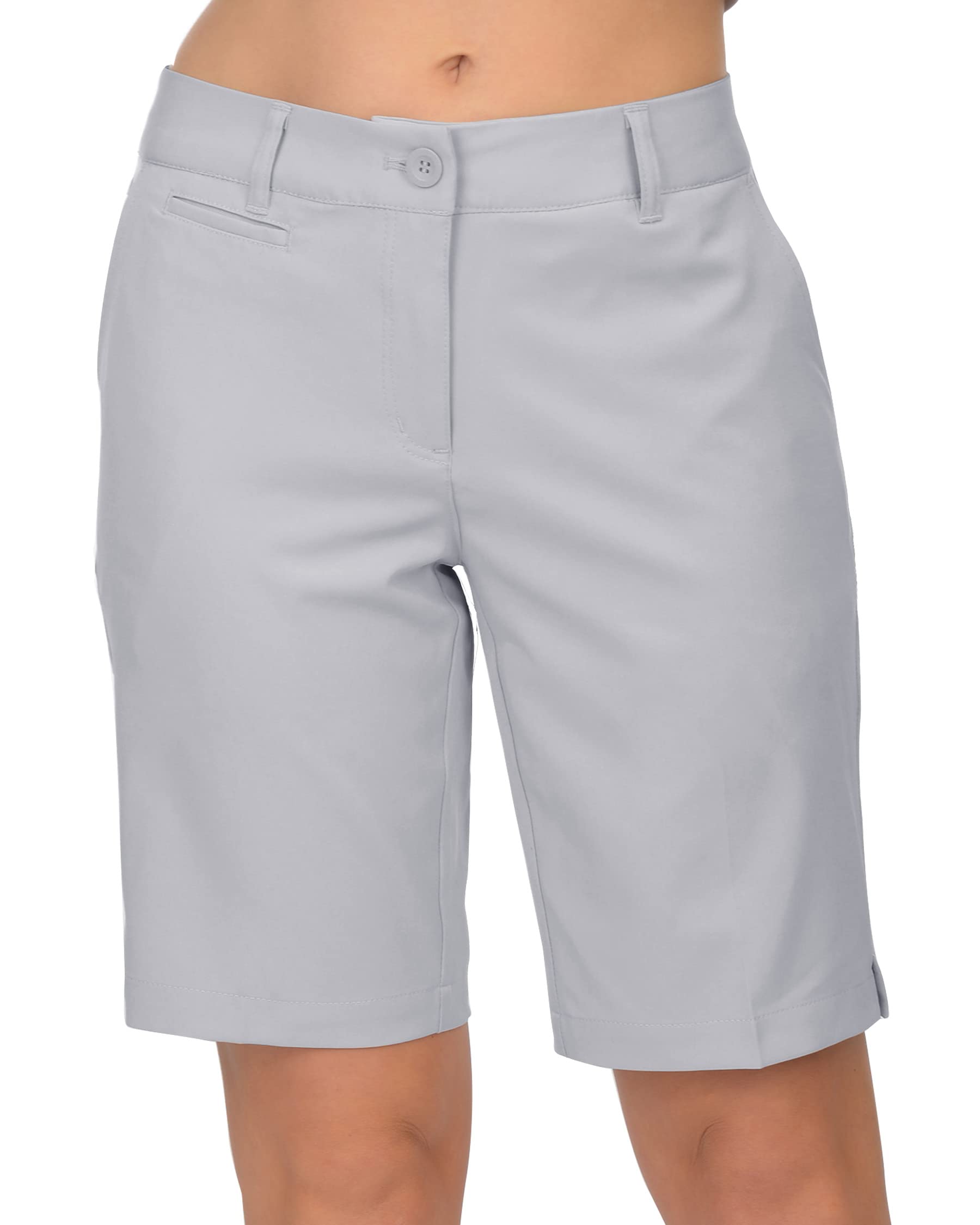 Photo 1 of Lesmart Womens Golf Shorts Lightweight Stretch Relaxed Fit Knee Length Ladies Bermuda Shorts Grey 8