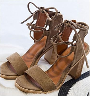 tan lace up heels