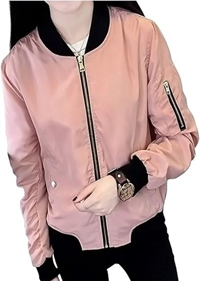 Amazon Co Jp ウンディーショップ Windyshopレディース ミリタリー ジャケット ブルゾン カラフル シンプル クール Ma 1 ブルゾン ショート ジャケット ジャンパー コート 上着 パイロット 春 秋 冬 ピンク M ファッション