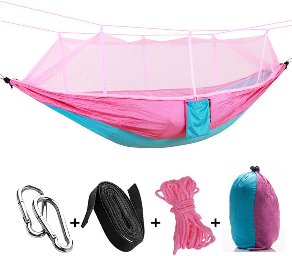 HOMEIC Outdoor Mosquito Net Parachute Hammock Camping Hanging Sleeping Bed pink blue