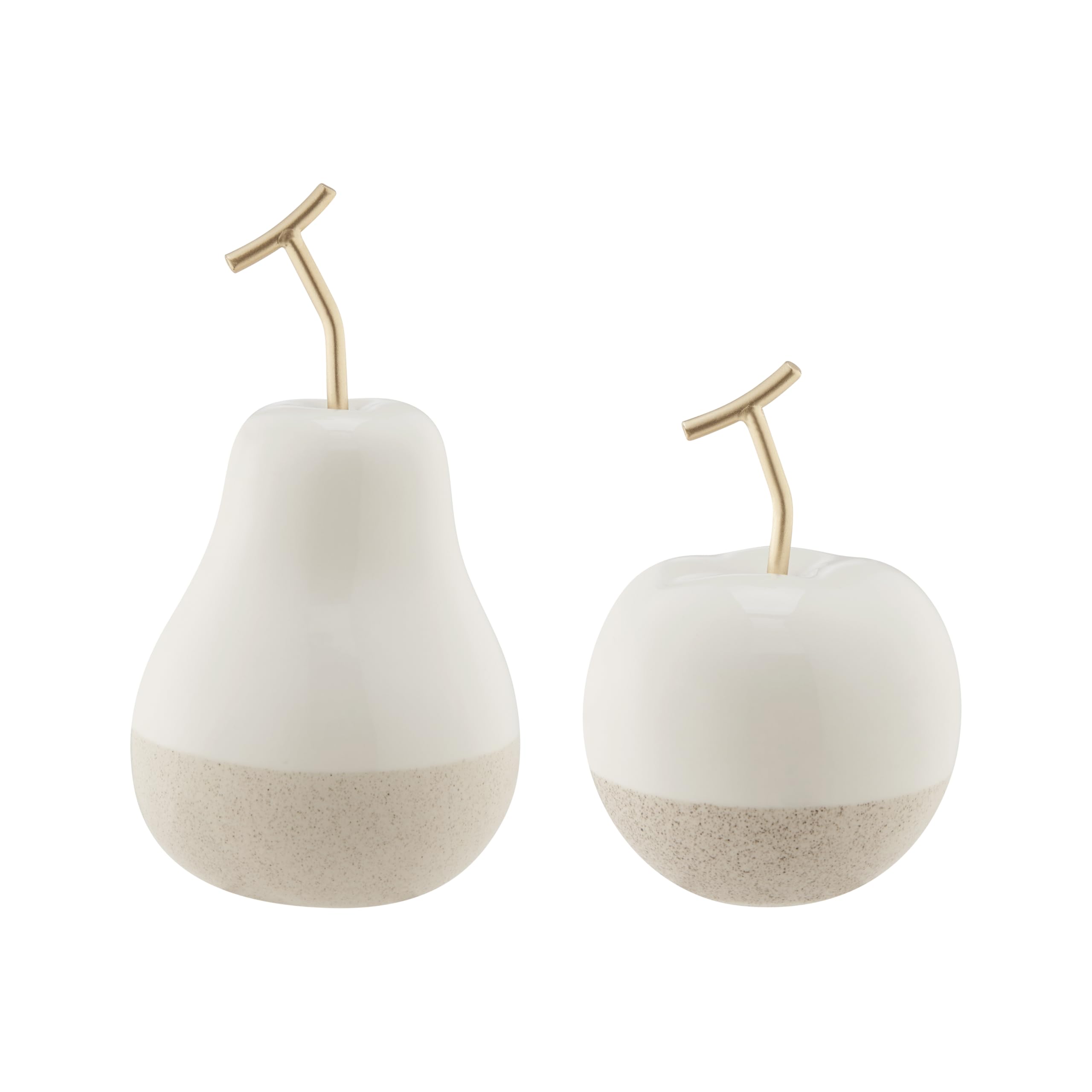 Photo 1 of ***(MAJOR DAMAGE/ BROKEN STEM)***Danya B. Vost Dipped Fruit Decorative Accent Ceramic Sculpture Figure Set of 2 - Small - White/Cream