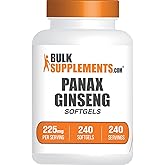 BulkSupplements.com Panax Ginseng Softgels - Panax Ginseng Extract, Herbal Supplement - Gluten Free, 1 Softgel per Serving (225mg), 240 Count (Pack of 1)