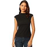 Hobemty Women's Sleeveless Tops Summer Mock Neck Blouse