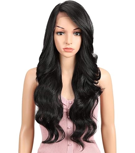 QD-Tizer Loose Curly Synthetic Lace Front Wig For Black Women - Long Black Curly Hair With Baby Hair, Heat Resistant, 180% Density | Buy Now With Express International Delivery
