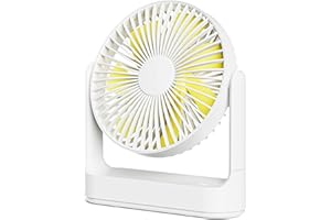 Otlonpe Desk Fan Battery Operated, 6.5 Inch Small Table Fan, 4000mAh Rechargeable Portable Fan 270° Adjustable, Hook, 4 Speeds Powerful Personal Fan for Travel Home Office (White)