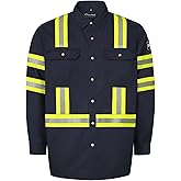 Uno Mejor FR Shirts for Men 7.5oz Welding Shirt, 100% C High Visibility Flame Resistant Welding Jacket, Men's Fire Retardant FR Clothing for Men, Durable Welding Gear, Meet NFPA2112, Navy-ZRWD XL