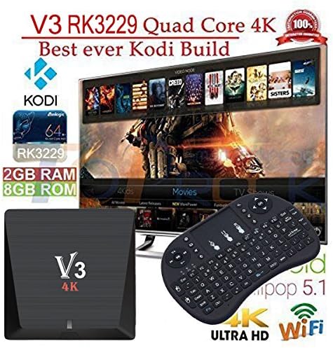 2017 V3 Smart Android TV Box RK3229 Quad-Core RAM 2GB+ROM 8GB Andriod 6.0 Wifi 2.4G Set Top Box HD 4K Media Player with Wireless Keyboard