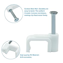 LVADUHF 200Pcs Flat Cable Wire Clips, 8mm White