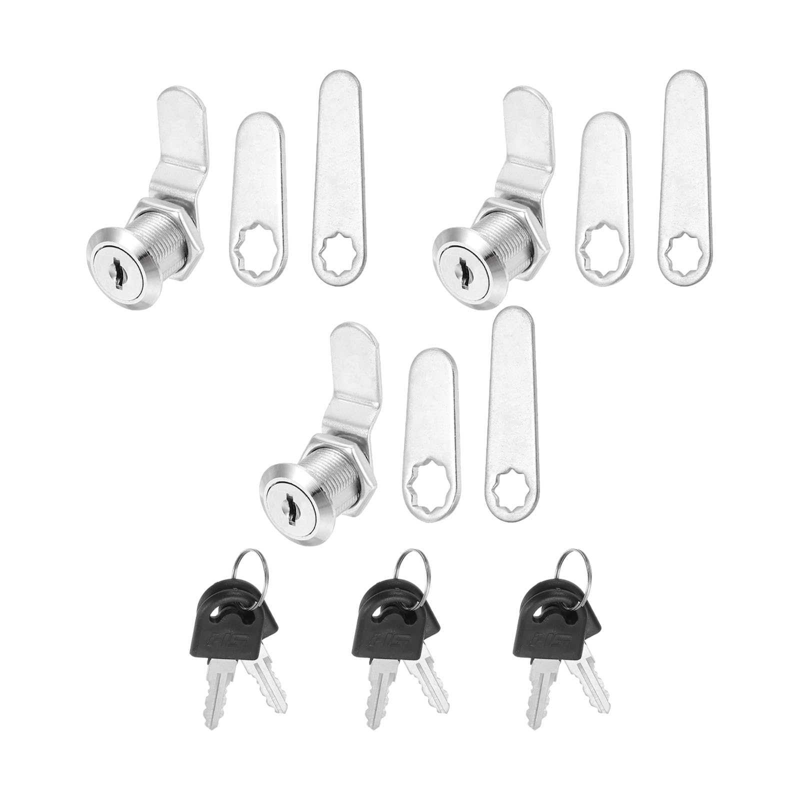 PATIKIL 3/4 Inch Keyed Alike Cabinet Locks with Key, 3 Pack Cam Replacement Lock Cylinder Toolbox Lock for RV Drawer Storage Cart Mailbox, Silver