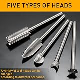 FOTYBEI Wood Carving Bits Set 5 Pcs 1/8 Shank Dremel Tool Compatible view 2