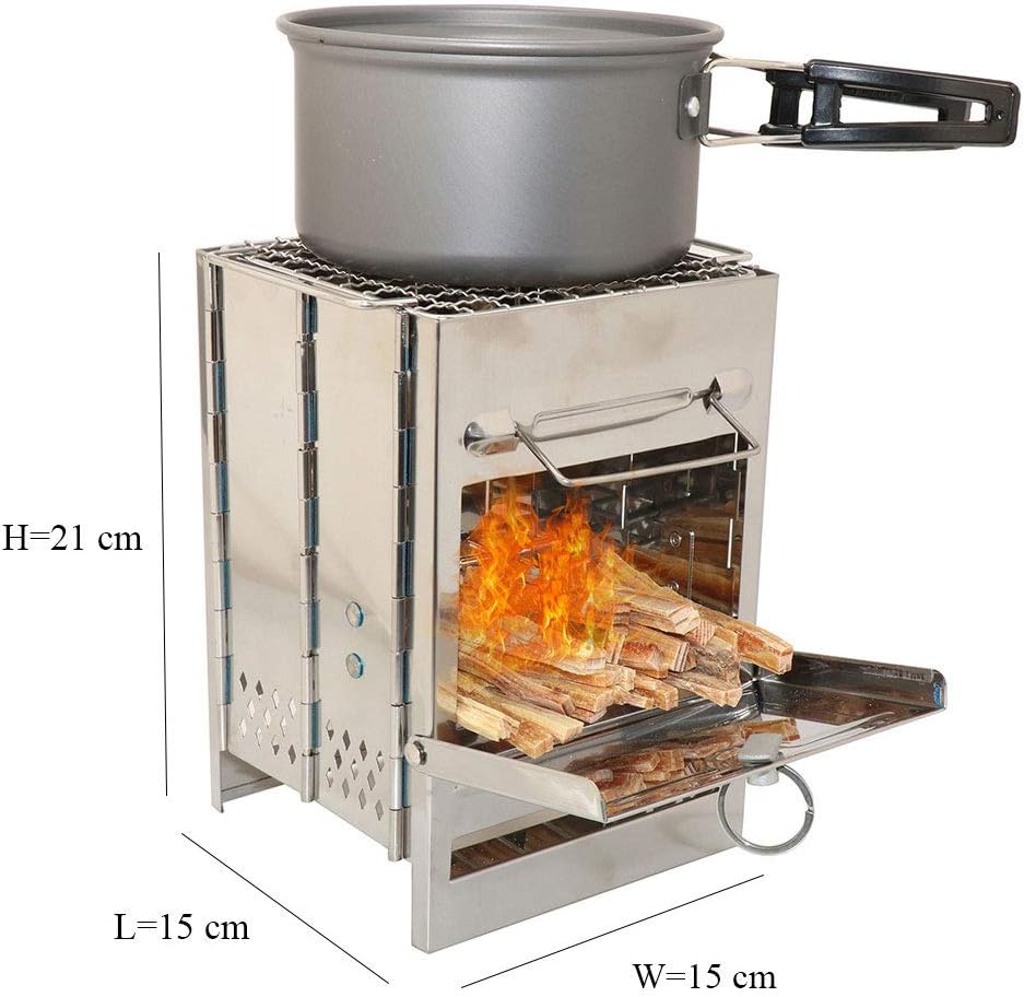 review ZJJ& Barbecue Grill Stainless Steel Outdoor Portable BBQ Picnic Stove Folding Grill Square Mini Charcoal Stove