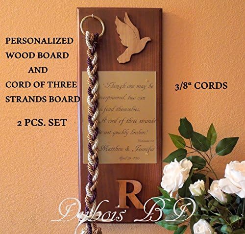 Personalized Wood board display and Cord of Three Strands 2 pcs. Set.