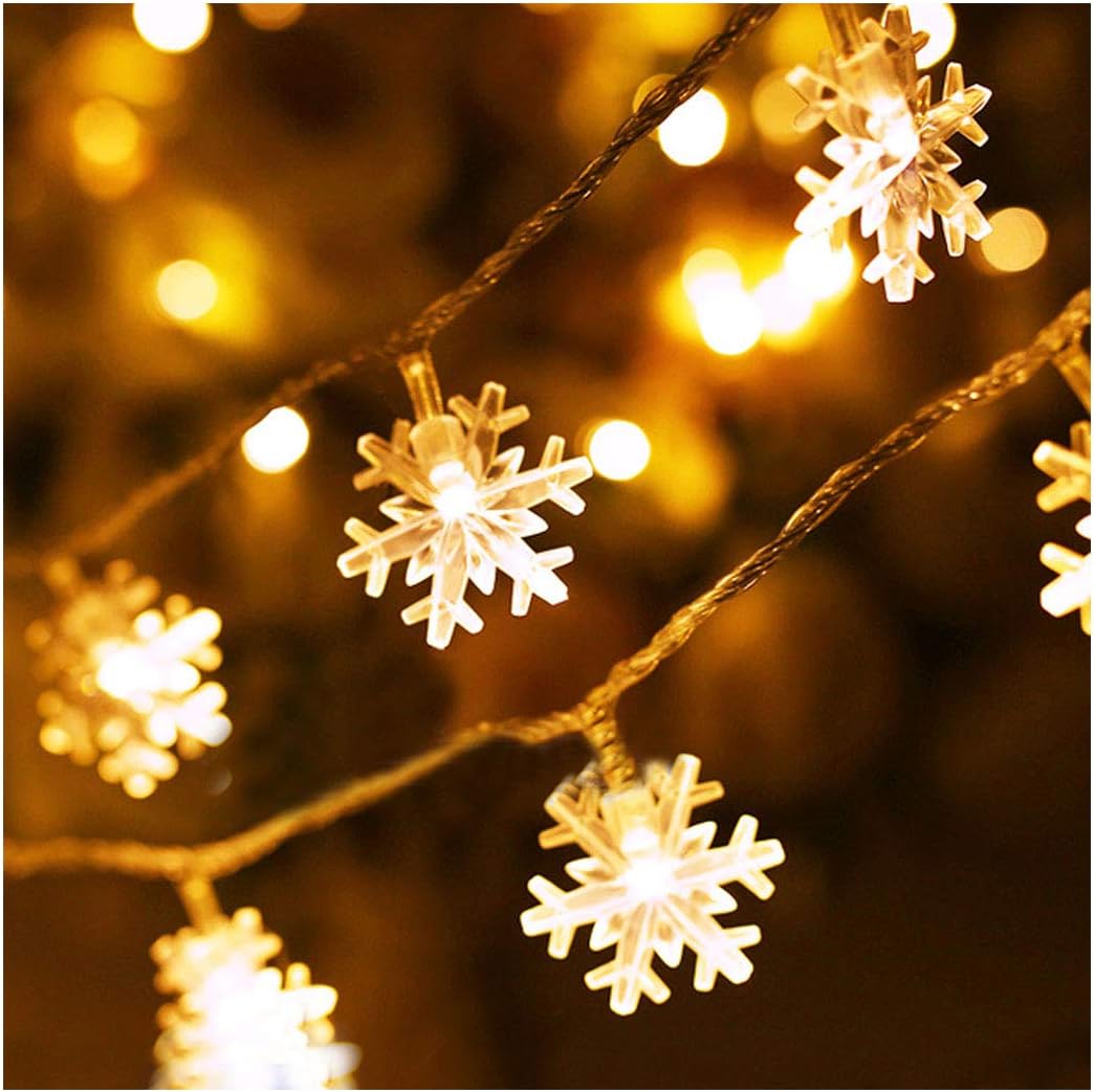 Millya 40 LED White Snowflake Battery Powered Indoor Fairy String Light, 5M