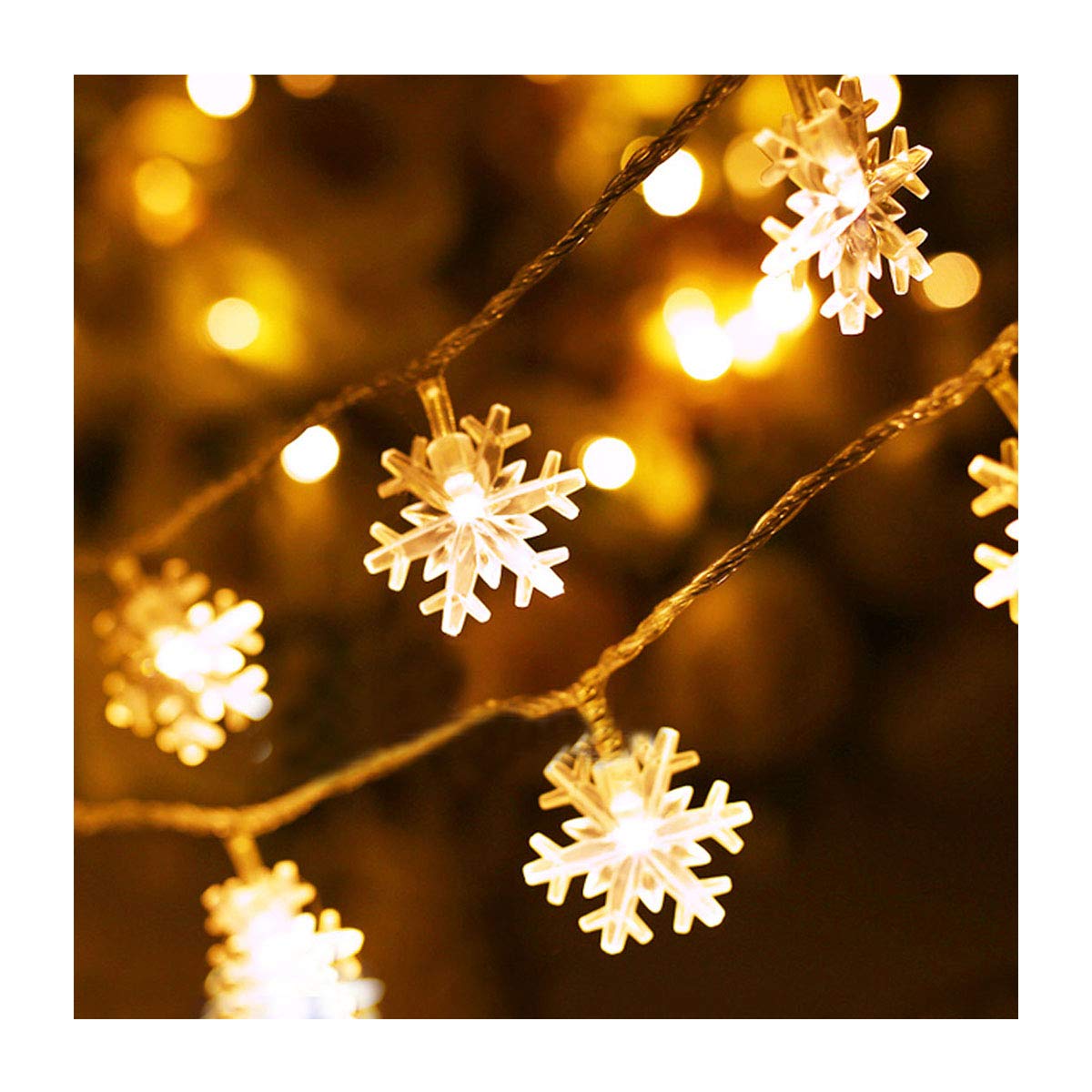 Millya 40 LED White Snowflake Battery Powered Indoor Fairy String Light, 5M