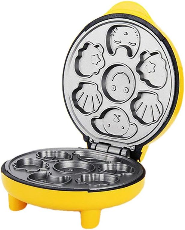 showsing Mini Electric Cupcake Maker,Household Cake Bread Baking Machine with 7 Style Cute Cattoon Pattern,Non-Stick Coated Plates Fun Cake Pop Maker (Yellow)