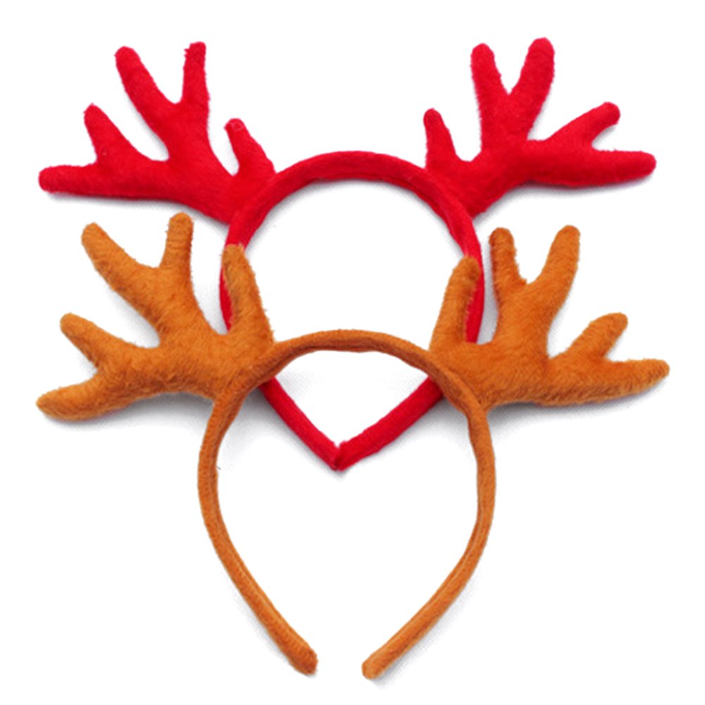 HansGo Reindeer Antlers Headband Christmas Hair Band Hat, 2 Pack