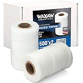 Waxed 100% Polyester White Twine/Cord | 1005 feet (335 Yards) x 2 Rolls | 9-ply | 115-Pound Loop Strength Cable Tie Down Laci