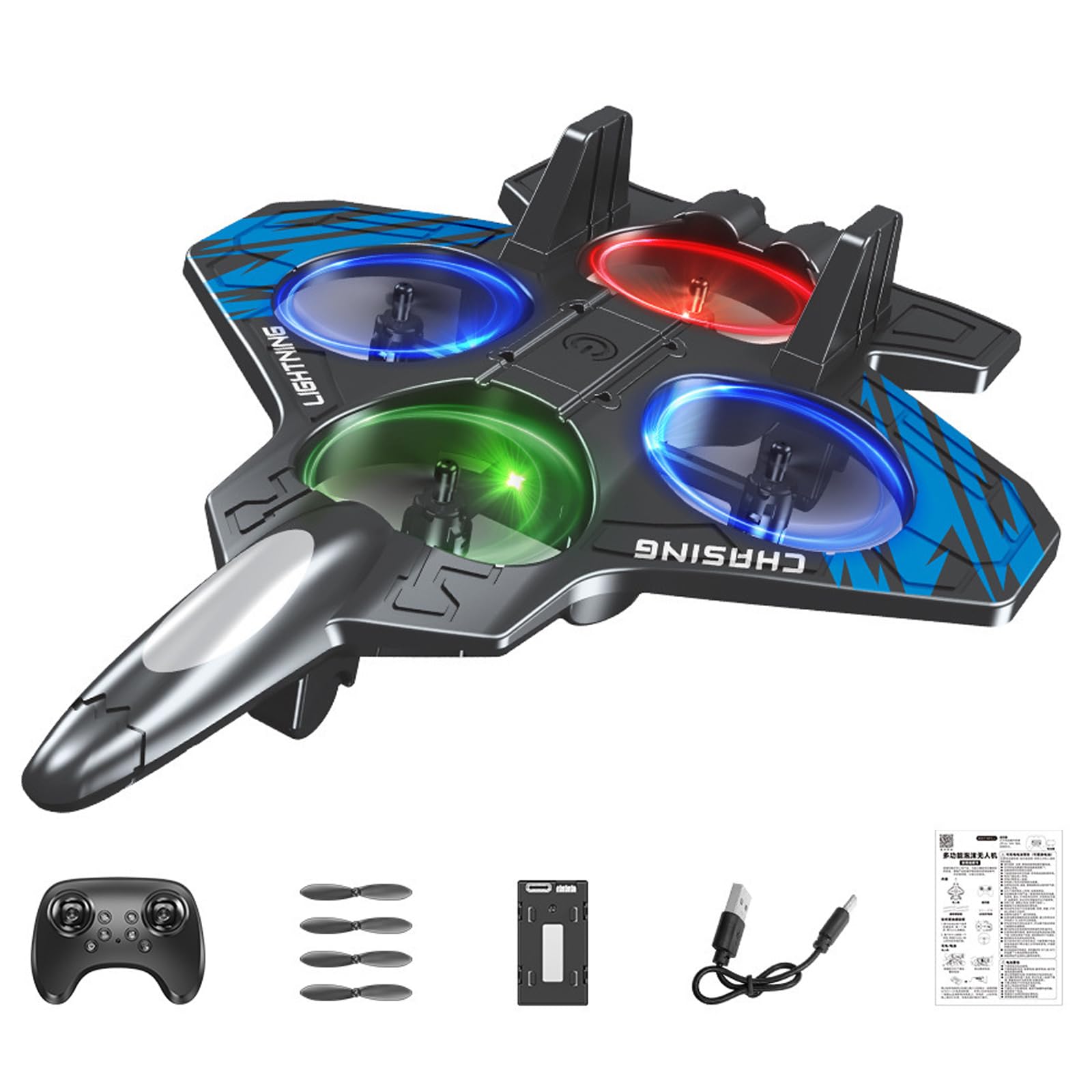 SiumPklay V32 RC Plane, 2.4GHz Remote Control Airplane with LED Light, 360° Flips & Gyro Stabilizer, 3 Speeds, 2 Batteries, Easy Fly for Beginners, Kids Adults for 8-12 Year Old Boys — image 1