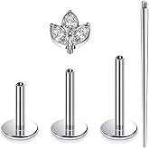 Xnsjeyy 16G Astm F136 Titanium Internal Thread Flat Back Earrings Nose Studs Tragus Forward Helix Conch Cartilage Lobe Earrings Stud Medusa Labret Monroe Lip Ring Piercing Jewelry For Women Men