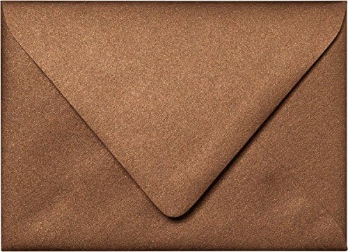 A-7 Bronze Brown Metallic Euro Flap Envelopes (5 1/4" x 7 1/4") - 50 Envelopes from Paper and More