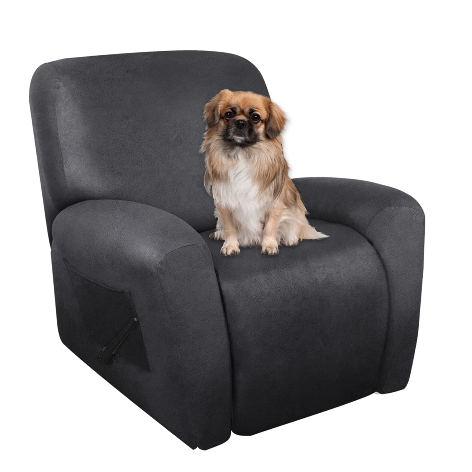 Photo 1 of ANARACHON Recliner Chair Covers Leather Like, 4 Pieces Lazy Boy Recliner Cover for Recliner Chair, Soft Sofa Slipcover Furniture Protector Washable Sofa Cover for Pets Kids (Dark Gray)