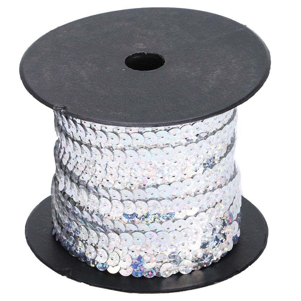 Sequin Paillette Trim String Sequin String 6mm Cloth Auxiliary Decorative Accessory 100Yard for Jewellery Making, Ribbon Making, Costumes, Sewing and Embellishments(Shiny Sliver)