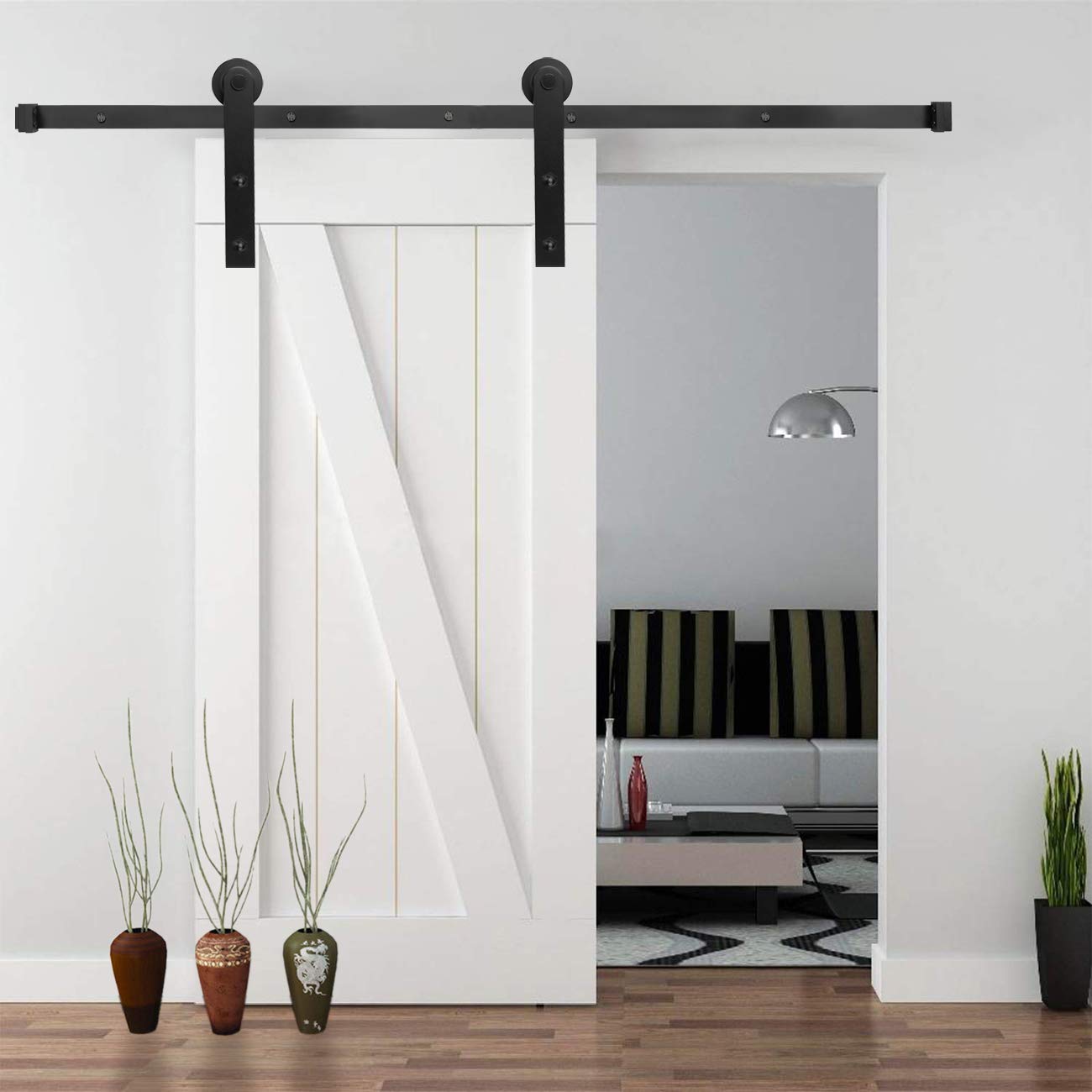 YIGOLD 6.6ft Heavy Duty Sturdy Sliding Barn Door Hardware Kit Factory Outlet Carbon Steel- Ultra Smoothly and Quietly Design-Easy Installation-Fit 35\