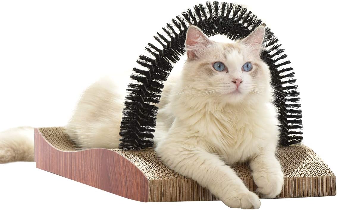 FUKUMARU Pet Fur Grooming Cat Scratching Pads, Cats Self Groomer Massager Scratcher Toy Brush : Pet Supplies