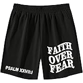 RoseSeek Men's Letter Graphic Shorts Elastic High Waisted Straight Leg Street Track Shorts with Pockets