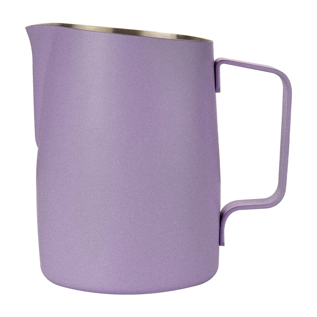 Dianoo Milk Frothing Pitcher With Handle, 600ml Stainless Steel Steaming Pitcher, Espresso Milk Frother Cup For Coffee Cappuccino Latte Art, Purple