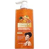 Amococo Turmeric Orange Vitamin C Body Wash with Cocoa Seed Exfoliant, Mattifying Scrub for Uneven Skin Texture, Body-Only Daily Use, 16.9 fl oz