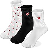 Ronglry Heart Socks for Women Valentines Socks for Women Heart Crew Socks Cute Cotton Womens Socks Valentines Gifts