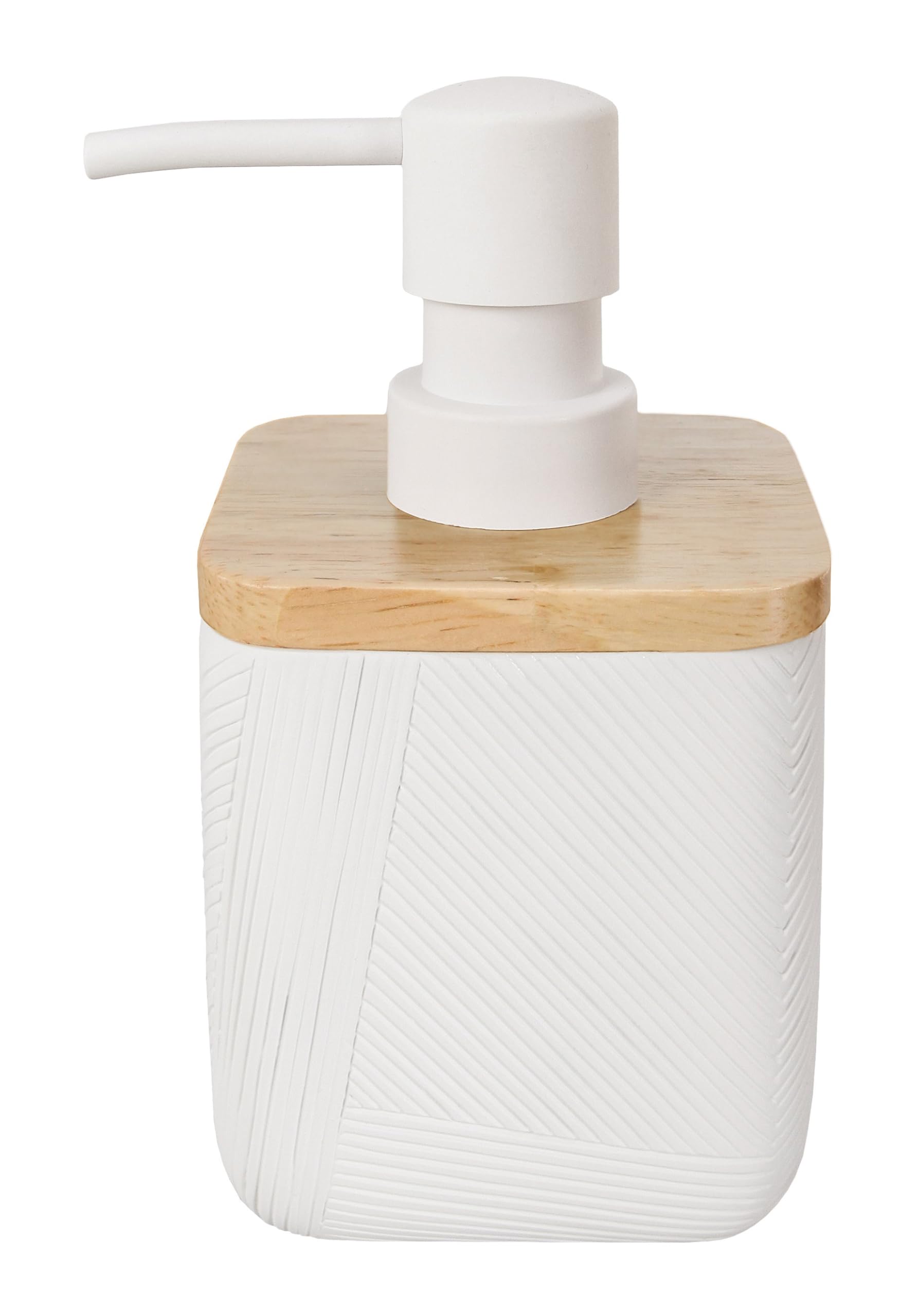 Kleine Wolke Crossover soap dispenser, accessories, colour: white, material: polyresin, bamboo