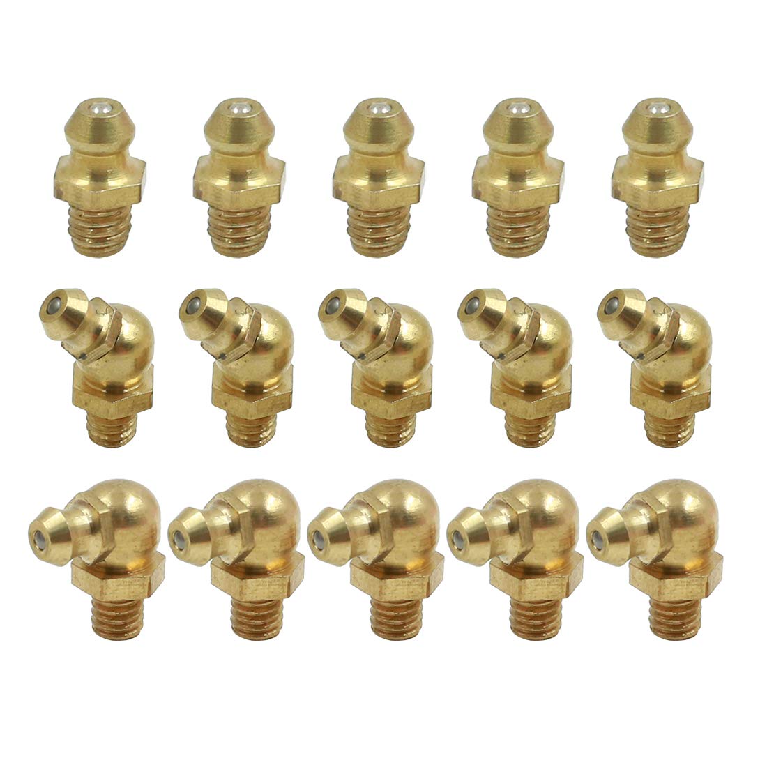 X AUTOHAUX M6 Straight 45 Degree 90 Degree Car Grease Nipple Fitting 5 Set