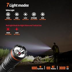 NICRON B75T LED Tactical Flashlight with Red White
