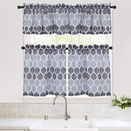 Haperlare 3 Pieces Moroccan Kitchen Window Curtain Set Kitchen