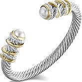 OSIRIDEH2 Elegant Twisted Cable Bangle Bracelet for Women - Open Cuff Classic Jewelry Gift for Anniversary, Valentine, Birthday