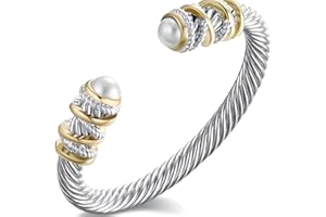 OSIRIDEH2 Elegant Twisted Cable Bangle Bracelet for Women - Open Cuff Classic Jewelry Gift for Anniversary, Valentine, Birthday