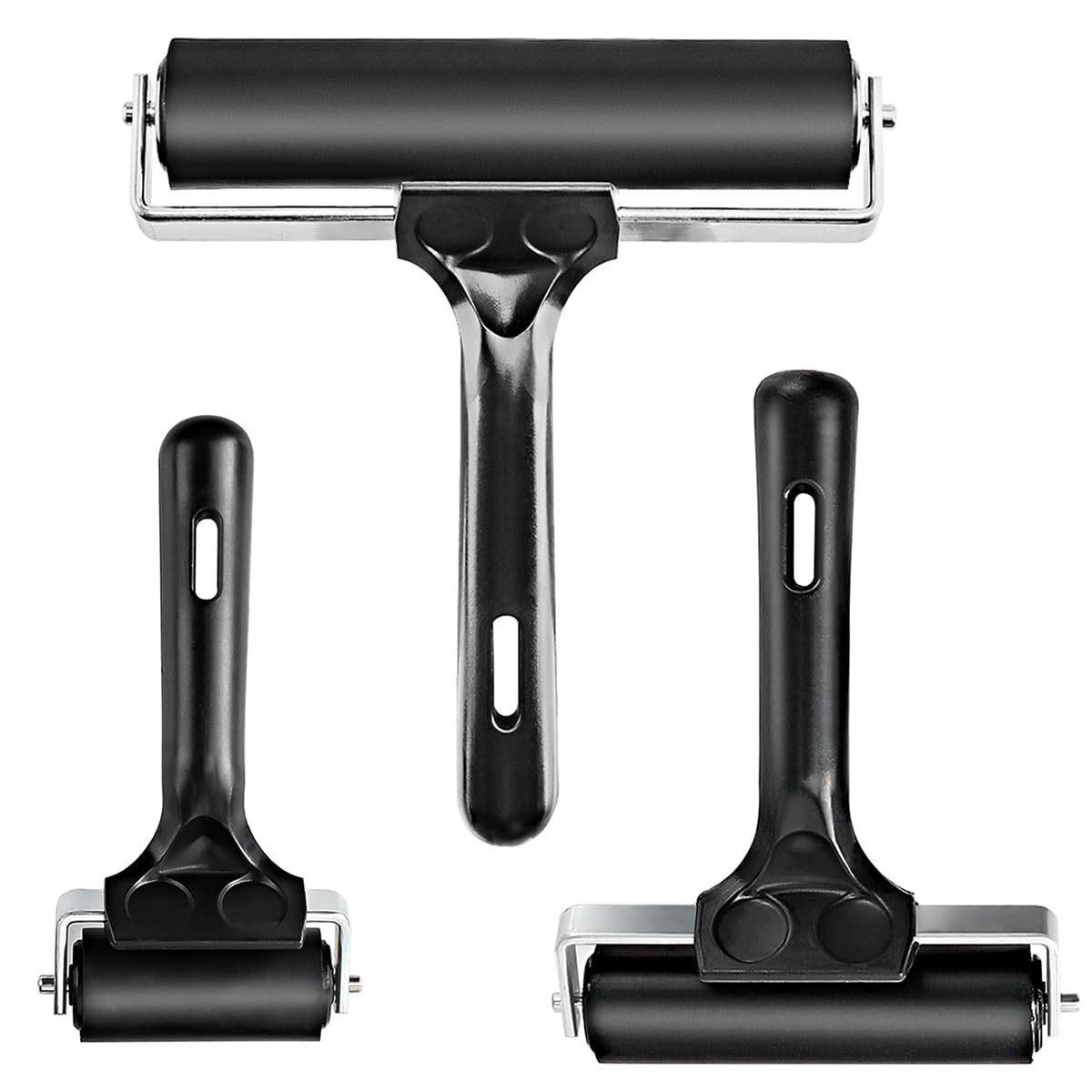 Rubber Roller, Ideal for Anti Skid Tape Construction Tools, Print, Ink and Stamping Tools (Black, 6.5 & 10 & 15CM)