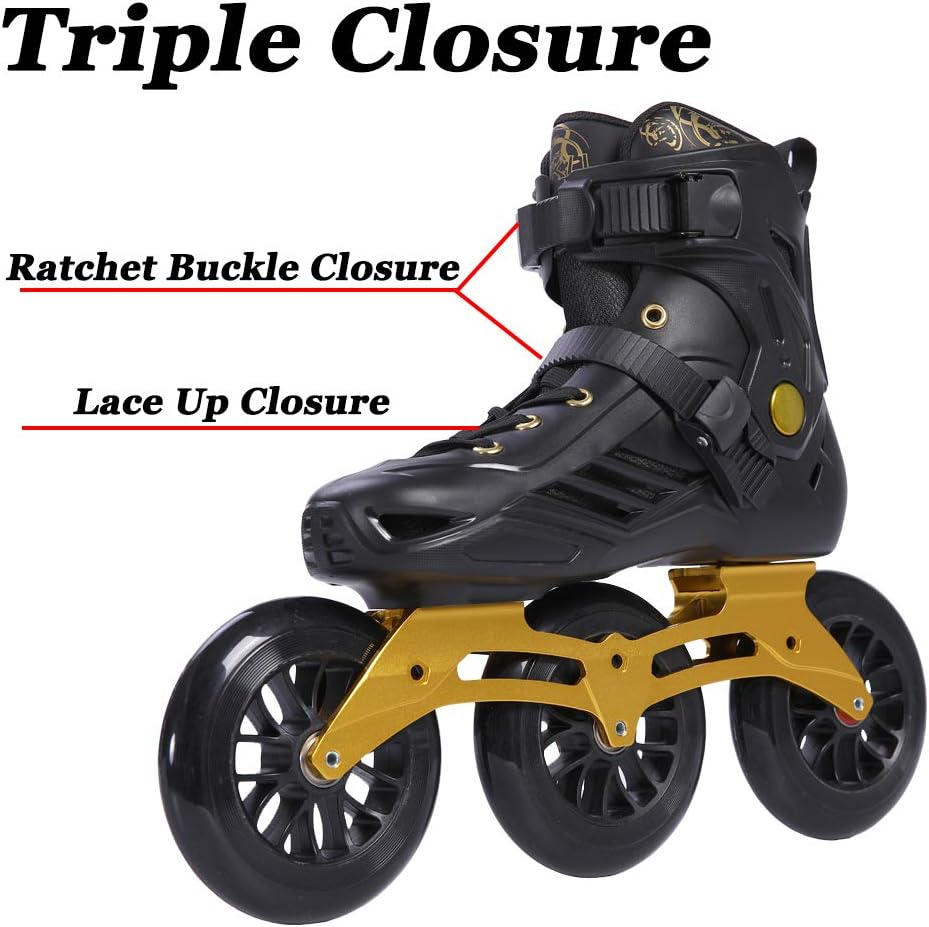 LIKU Performance 125 3WD Speed Inline Skates Unisex Black&Gold