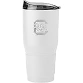 Logo Brands NCAA South Carolina Gamecocks 30oz White Etch Powder Coat Tumbler - Insulated, Keeps Drinks Hot/Cold for Hours, High Lip Slider Lid
