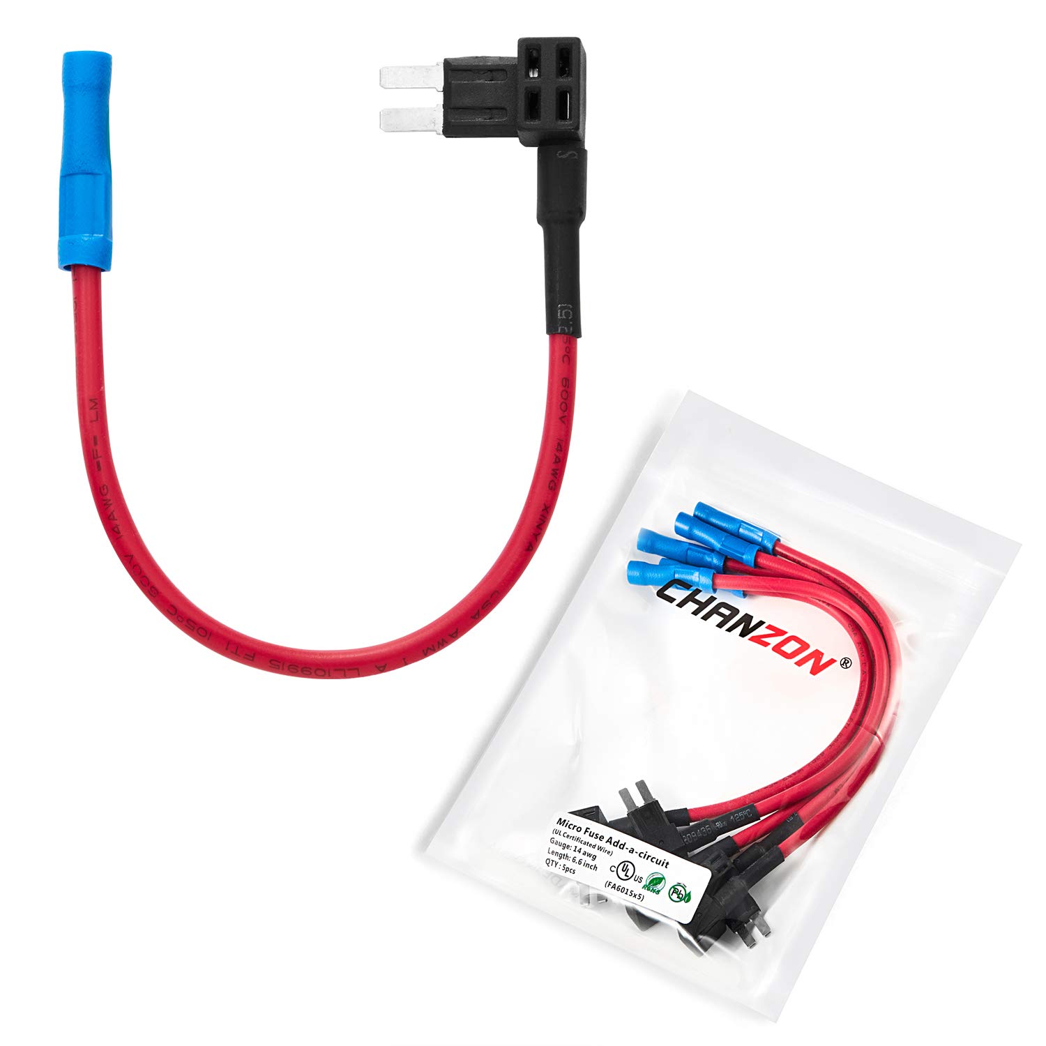 Photo 1 of [UL Wire] Chanzon 5Pcs 14awg Add-a-Circuit Fuse Tap Adapter Micro2 Fuse Holder for 30A Automotive Car Motorcycle