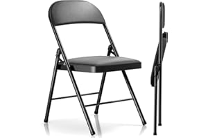 LUCKPRO 2 Pack Folding Chairs with Cushion Padded - Metal Chairs w/Comfortable Seats and Durable Steel Frame Foldable Chair for Indoor Outdoor Wedding, Party, Backyard & Office Events (Black, 2 Pack)