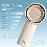JISULIFE Handheld Turbo Fan 5 Speeds 4000mAh USB Rechargeable Brown view 3