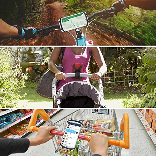 Bike Phone Mount, Fnova Silicone Adjustable Bicycle Phone Holder, Universal Cradle for Any Smartphone with 4.7-6 Inch Screens and All Bicycle Handlebars, Attach and Detach in Seconds (Black 2)